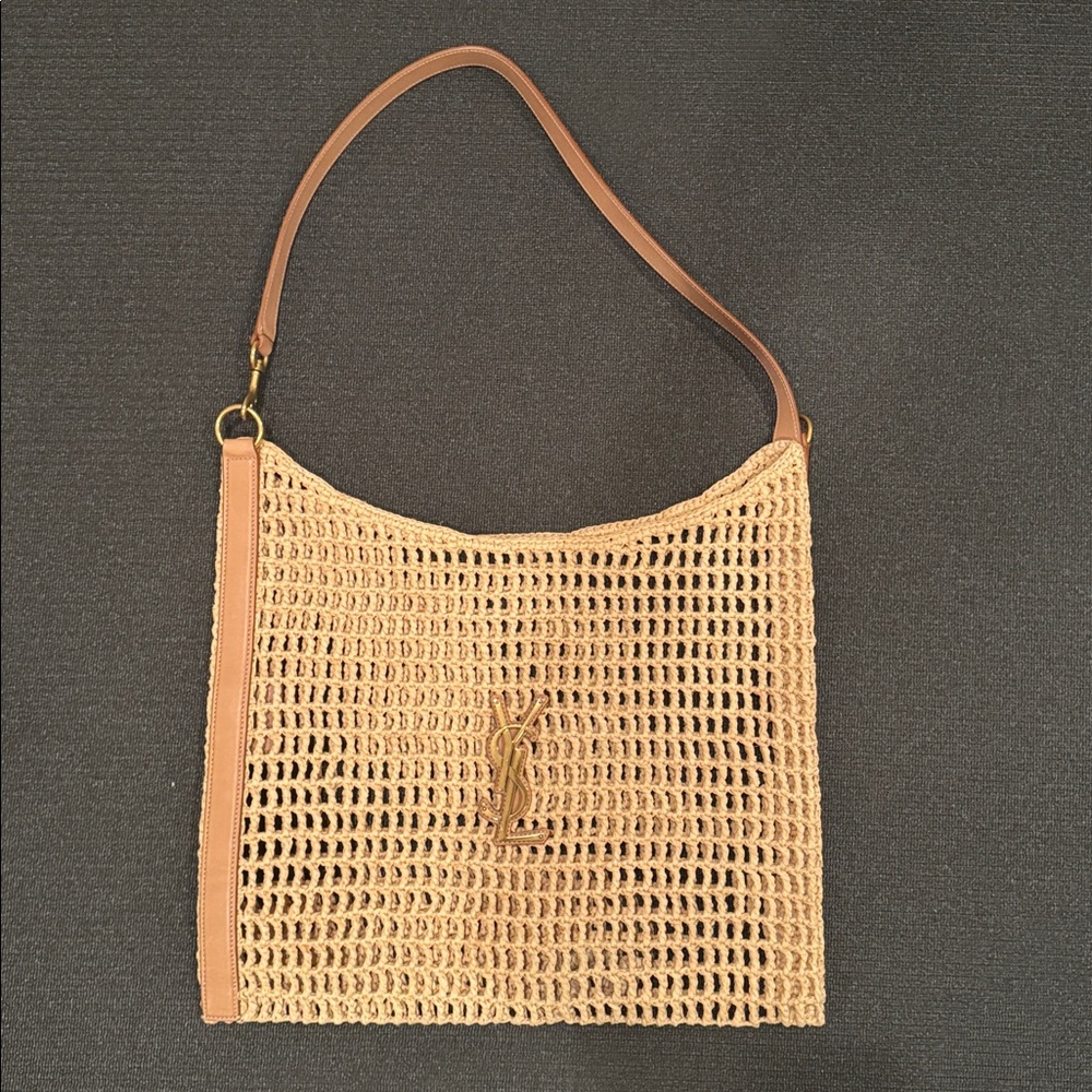YSL Tan Woven Shoulder Bag like new carried 2x duster bag included